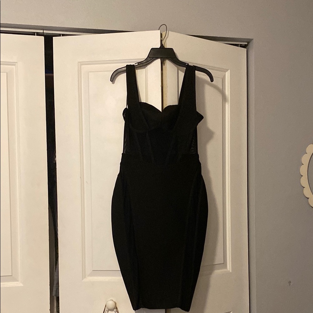 Black Ribbed Bodycon Strapless Dress with Sweetheart Neckline for Night Out